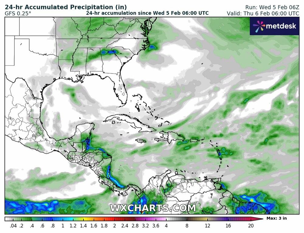 Pronóstico del precitipation para México el 5 de febrero