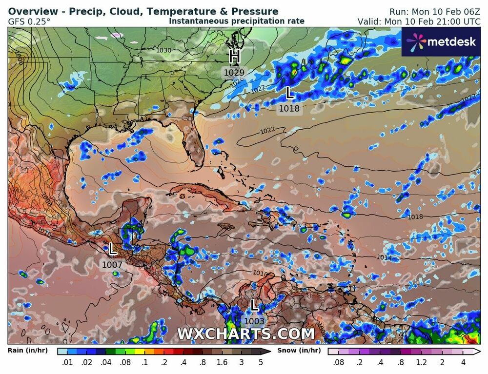 Lluvia Tranquila el 10 de Febrero - Mapa Meteorológico