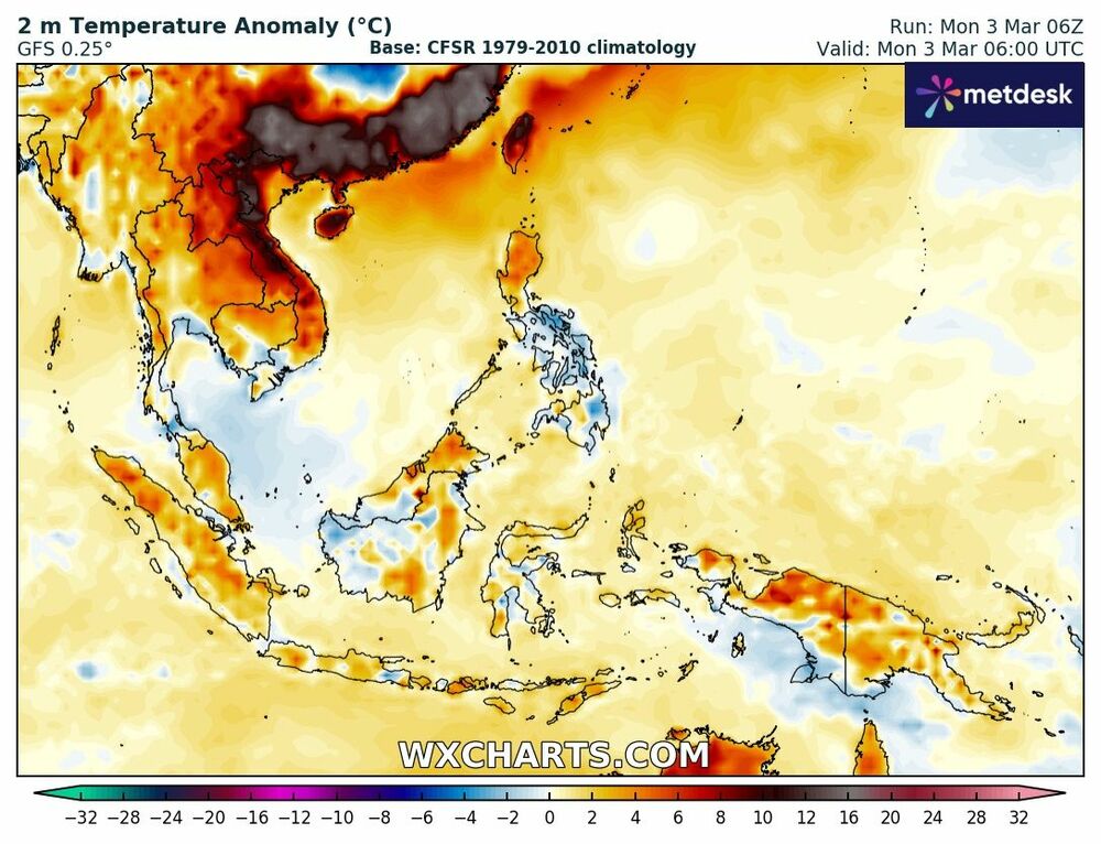 Mapa de Anomalía de Temperatura – 3 de Marzo de 2025